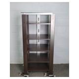 Mfg Wood Six Tier Glass Top Shelf Unit