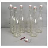 6x The Bid Swing Glass Bottles W/ Stoppers