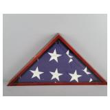 Folded American Flag In Wooden Display Case
