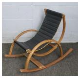 Vintage Bent Wood Frame Faux Leather Childs Rocker