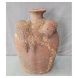 Rustic Terracotta Vessel W/ Sculpted Fish Relief