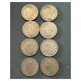 Lot Of 8 Liberty Head Nickels