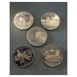 Lot Of 5 Proof State Quarters