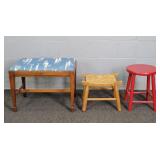 3x The Bid Assorted Wood Frame Stools & Seats