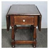 Mid Century Solid Wood Double Drop Leaf Side Table