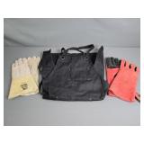 3 Pc Lot Leather Work Gloves & Canvas Apron