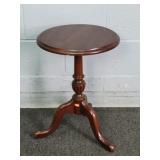 Vintage Solid Wood Round Pedestal Accent Table