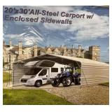 20' X 30' ALL STEEL CARPORT WITH ENCLOSED SIDEWALL