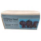 (4) PERSON ENAMELED STEEL COOK SET