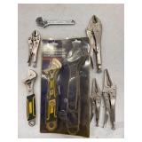 LOT ASSORTED ADJUSTABLE WRENCH AND VICE GRIPS