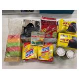LOT ASSORTED GARBAGE BAGS, CLEANING SUPPLIES