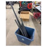 RECYCLE BIN WITH ASSORTED PLASTIC PIPE