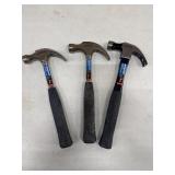 (3) MASTERCRAFT 16 OUNCE CLAW HAMMER