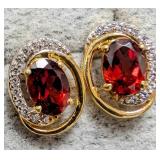 SILVER(2.15G),  NATURAL GARNET EARRING