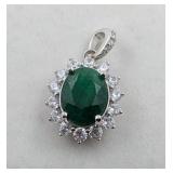 1.9 CT EMERALD GEMSTONE PENDANT,APPRAISAL $3895