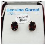 STERLING SILVER NATURAL GARNET (1.12CT) EARRINGS,