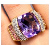 SILVER(7.3G),  AMETHYST (APP 6CT) RING