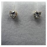 9KT YELLOW GOLD HEART SHAPE CZ EARRINGS