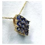GOLD PLATED STERLING SIVER NATURAL TANZANITE