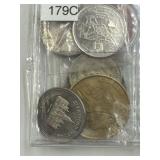 BOX OF MISC COINS AND MEDALLIONS