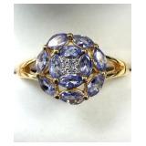 GOLD PLATED STERLING SILVER NATURAL TANZANITE