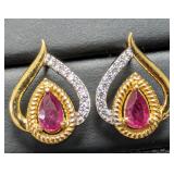 SILVER(2.3G),  GENUINE RUBY (APP 0.6CT) EARRING