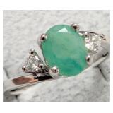 SILVER(2.44G),  EMERALD (1.5CT) RING