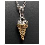 SILVER(3.27G),  GENUINE DIAMOND (0.01CT) NECKLACE