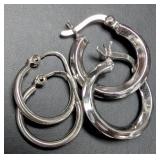 SILVER 2 PAIRS OF SMALL HOOP SET