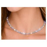 LABRADORITE FACETED BEADS SILVER NECKLACE 13'