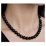 BLACK SPINEL FACETED WITH SILVER CLASP NECKLACE