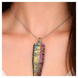 RAINBOW TITANIUM AURA QUARTZ SILVER 18'APPROX 13G