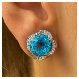 SILVER(4.4G), BLUE TOPAZ (5.5CT) EARRING
