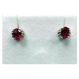 STERLING SILVER NATURAL ENHANCED RUBY EARRINGS,