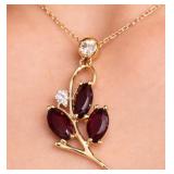 SILVER(1.34G),  GENUINE GARNET (APP0.6CT) PENDANT