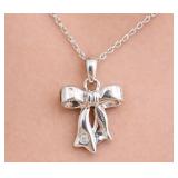 SILVER(2.57G),  NATURAL DIAMOND (0.01CT) NECKLACE