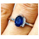 SILVER(2.67G),  SAPPHIRE (1CT) RING