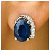 SILVER(3.01G),  SAPPHIRE (2CT) EARRING
