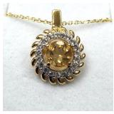 GOLD PLATED STERLING SILVER NATURAL CITRINE