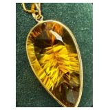 10K(2.54G), CITRINE LASER CUT (12CT) PENDANT