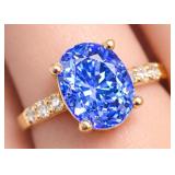 10K(1.86G), TANZANITE (1CT), DIAMOND(0.06CT) RING