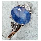 SILVER(2.62G),  GENUINE SAPPHIRE (1CT) RING