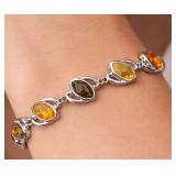 SILVER(9.5G), GENUINE AMBER BRACELET 7'