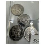 CANADA FIFTY CENT COINS 1979, 1989, 1994 AND 2002