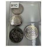 CANADA FIFTY CENT COINS 1969, 1988, 1990 AND 2007