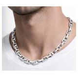 SILVER(37G),  MEN'S HEAVY RHODIUM PLATED ITALIAN