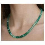 GENUINE GREEN ONYX WITH SILVER CLASP NECKLACE 16'