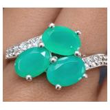 SILVER(2.39G),  GREEN ONYX (APP 1.8CT) RING