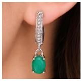SILVER(3.67G),  GREEN ONYX (APP 0.8CT) EARRING
