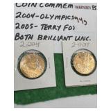 CANADA (2) 1 DOLLAR COINS - 2004,2005 COMMEMS-B.U.